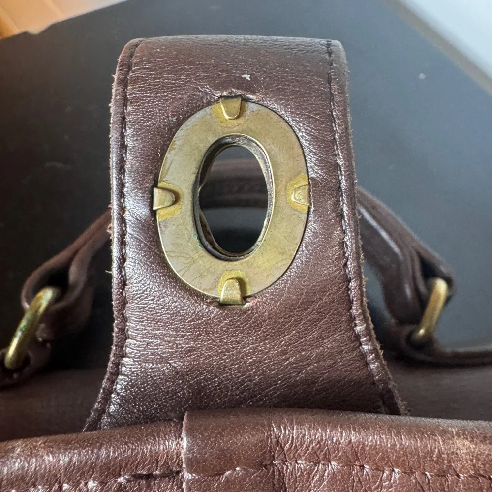Vintage Coach Station Bag 5130 Brown Leather Crossbody Turnlock Bag 90s Classic - Picture 16 of 16